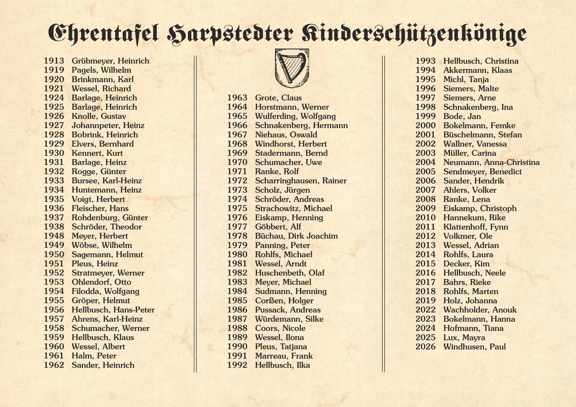 Ehrentafel Kinderkoenigin 2026